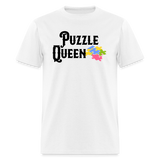 puzzle queen dark font shirt - white