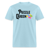 puzzle queen dark font shirt - powder blue