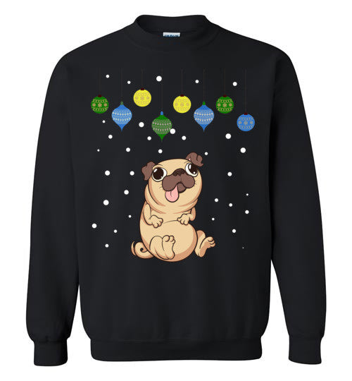 Black pug clearance christmas sweater