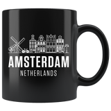 Amsterdam Netherlands 11oz Black Mug