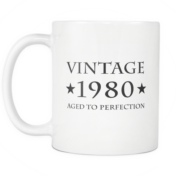 Vintage 1980 Aged To Perfection White Mug – Otzi Shirts