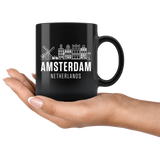 Amsterdam Netherlands 11oz Black Mug